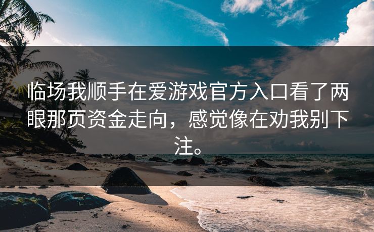 临场我顺手在爱游戏官方入口看了两眼那页资金走向，感觉像在劝我别下注。